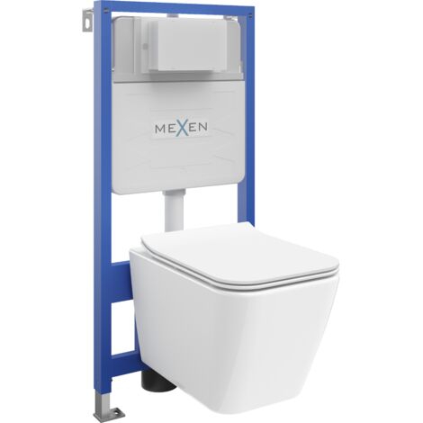 Mexen ensemble WC encastré Fenix Slim avec cuvette Cube et abattant à descente lente, blanc brillant - 61030924000