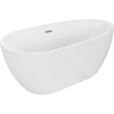 Mexen Eos freistehende Badewanne 170 x 75 cm, weiß, Ablauf nickel gebürstet - 52471707500-97