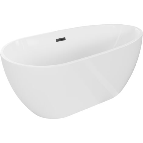 Mexen Eos freistehende Badewanne 170 x 75 cm, weiß, mit schwarzem Überlauf - 52471707500-70