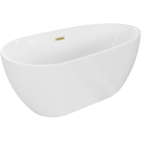 Mexen Eos vasca da bagno freestanding 170 x 75 cm, bianca, troppopieno oro spazzolato - 52471707500-55