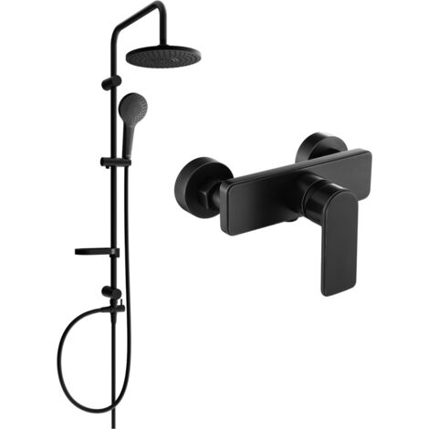 Mexen Erik conjunto de ducha exterior con rociador y grifo de ducha Cetus, negro - 744340205-70
