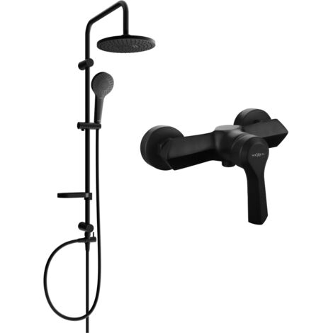 Mexen Erik ensemble de douche en saillie avec pomme de douche et mitigeur Sabre, noir - 72140205-70