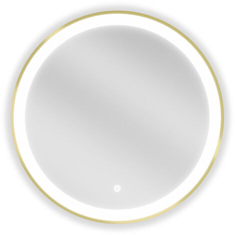 Mexen Esso specchio da bagno illuminato, rotondo 60 cm, LED 6000K, antiappannamento, cornice dorata - 9825-060-060-611-50
