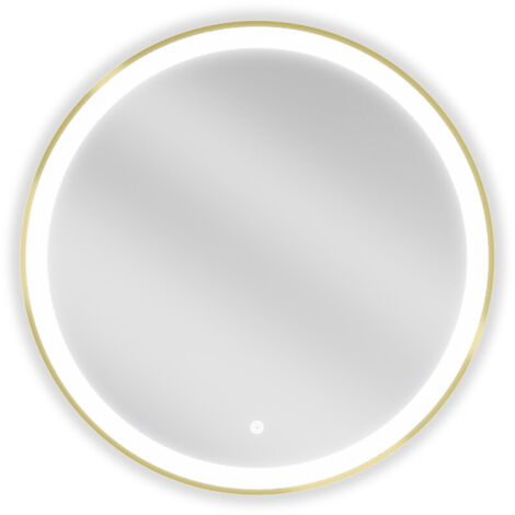 Mexen Esso specchio da bagno illuminato, rotondo 70 cm, LED 6000K, antinebbia, cornice dorata - 9825-070-070-611-50