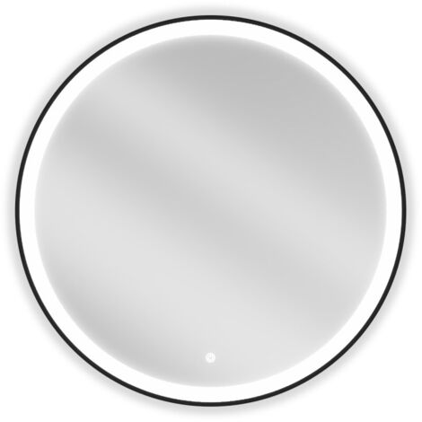 Mexen Esso specchio da bagno illuminato, rotondo 80 cm, LED 6000K, antiappannamento, cornice nera - 9825-080-080-611-70