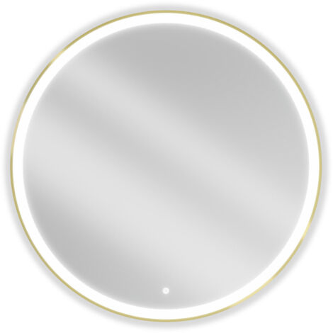 Mexen Esso specchio da bagno retroilluminato, rotondo 100 cm, LED 6000K, anti-appannamento, cornice dorata - 9825-100-100-611-50