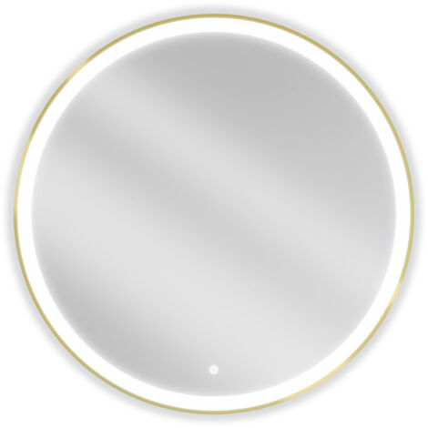 Mexen Esso specchio da bagno retroilluminato, rotondo 90 cm, LED 6000K, antiappannamento, cornice dorata - 9825-090-090-611-50