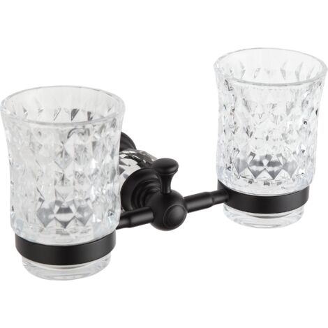Mexen Estela doppio bicchiere per spazzolini, nero - 7011552-70