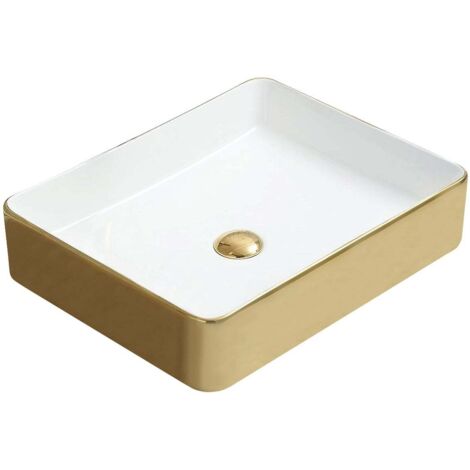 Mexen Estela lavabo de comptoir 50 x 40 cm, Blanc/Or - 22105053