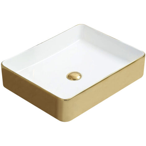Mexen Estela lavabo sobre encimera 50 x 40 cm, blanco/dorado - 22105053