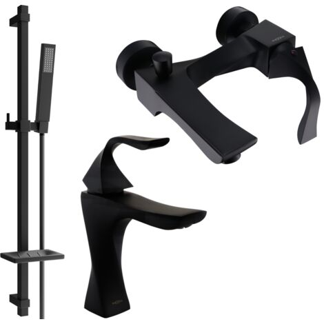 Mexen Estrella DQ02 Badewannenset, Schwarz - 72303DQ02-70