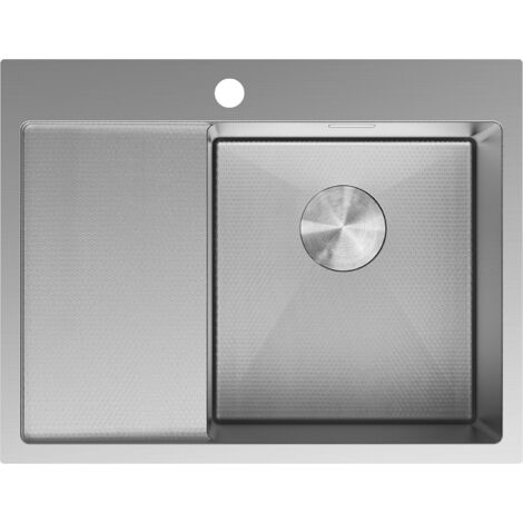 Mexen Exar Edelstahlspüle 1-Becken mit Abtropffläche rechts 620 x 480 mm, Edelstahl HC - 6432621005P-01HC