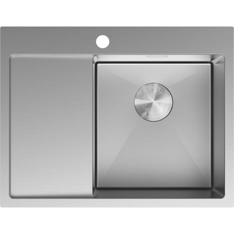 Mexen Exar Edelstahlspüle 1-Becken mit Abtropffläche rechts 620 x 480 mm, Inox - 6432621005P-01