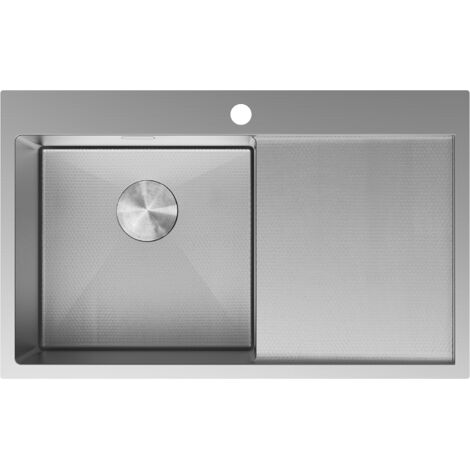 Mexen Exar Edelstahlspüle, 1-beckig mit linker Abtropffläche 780 x 480 mm, Inox HC - 6433781010L-01HC