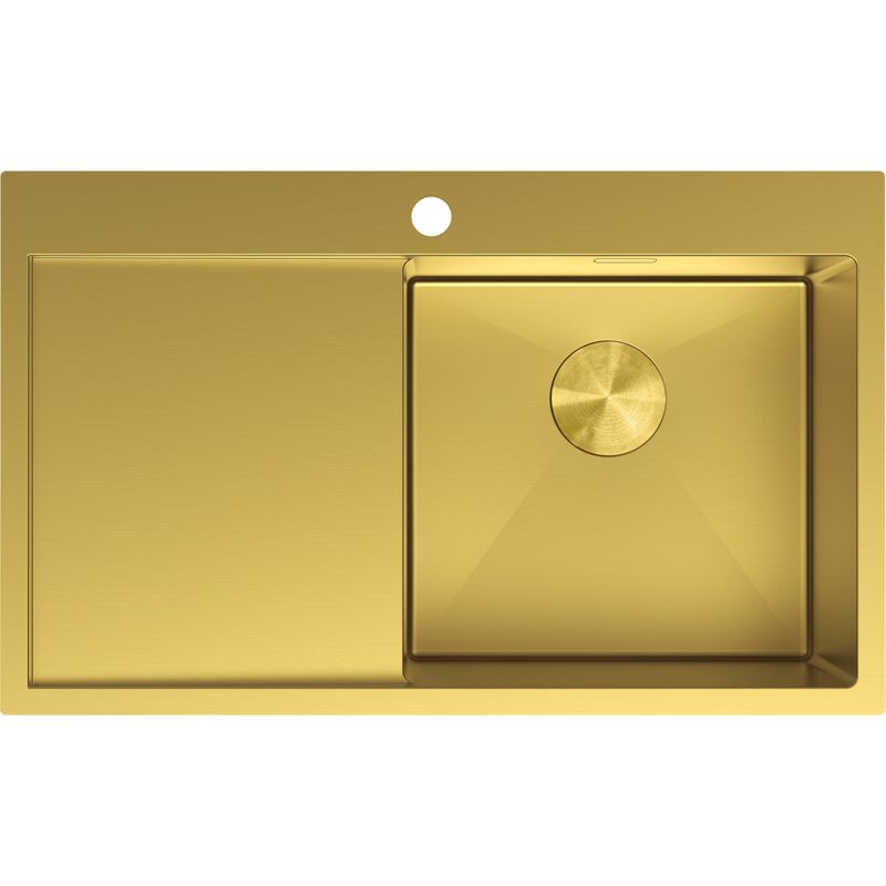 Mexen Exar évier en acier 1 bac avec égouttoir droit 780 x 480 mm, doré - 6434781010P-55