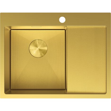 Mexen Exar lavello in acciaio 1 vasca con gocciolatoio a sinistra 620 x 480 mm, dorato HC - 6431621005L-55HC