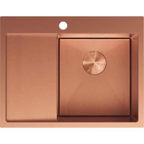 Mexen Exar lavello in acciaio 1 vasca con sgocciolatoio destro 620 x 480 mm, rame HC - 6432621005P-65HC