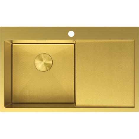 Mexen Exar lavello in acciaio 1 vasca con sgocciolatoio sinistro 780 x 480 mm, oro HC - 6433781010L-55HC