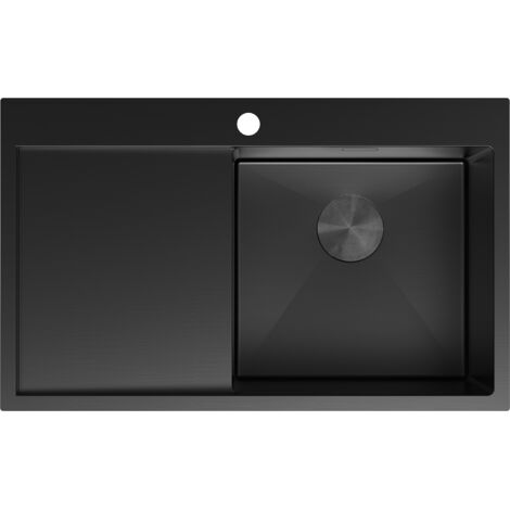 Mexen Exar lavello in acciaio inossidabile 1 vasca con scolapiatti a destra 780 x 480 mm, nero - 6434781010P-70