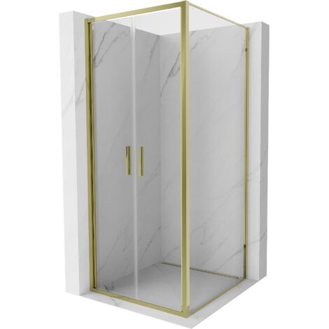 Mexen Exo cabina de ducha abatible 120 x 120 cm, transparente, dorada - 814-120-120-50-00