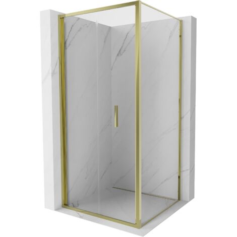 Mexen Exo cabina de ducha plegable 110 x 110 cm, transparente, dorada - 816-110-110-50-00