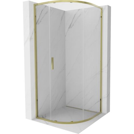 Mexen Exo cabina de ducha semicircular corredera 100 x 100 cm, transparente, dorada - 8131-100-100-50-00