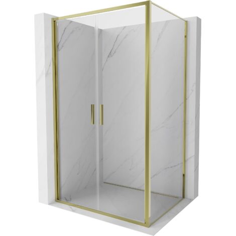 Mexen Exo cabina doccia a battente 100 x 120 cm, trasparente, oro - 814-100-120-50-00