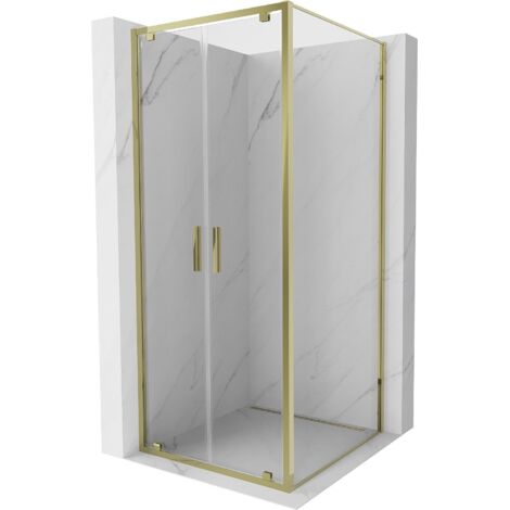 Mexen Exo cabina doccia a battente 110 x 110 cm, trasparente, oro - 8182-110-110-50-00