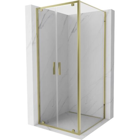 Mexen Exo cabina doccia a battente 120 x 120 cm, trasparente, dorata - 8182-120-120-50-00