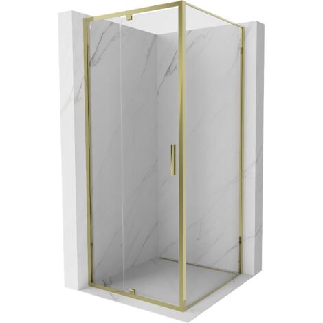 Mexen Exo cabina doccia a battente 120 x 120 cm, trasparente, dorata - 819-120-120-50-00