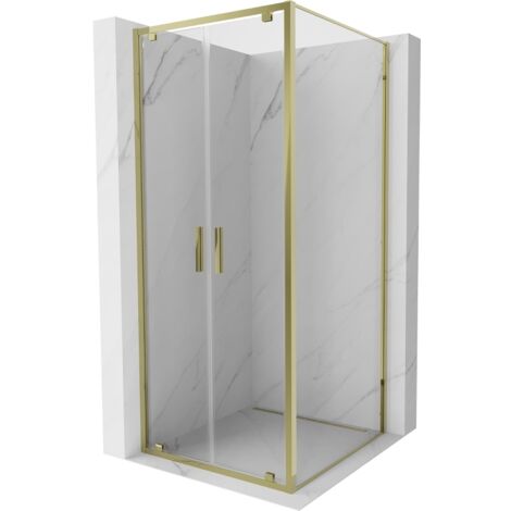 Mexen Exo cabina doccia apribile 70 x 70 cm, trasparente, oro - 8182-070-070-50-00