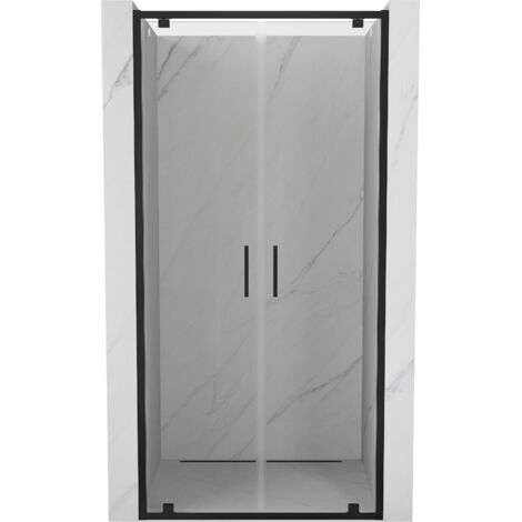 Mexen Exo Doppelt aufklappbare Duschabtrennung 110 cm, transparent, schwarz - 8182-110-000-70-00