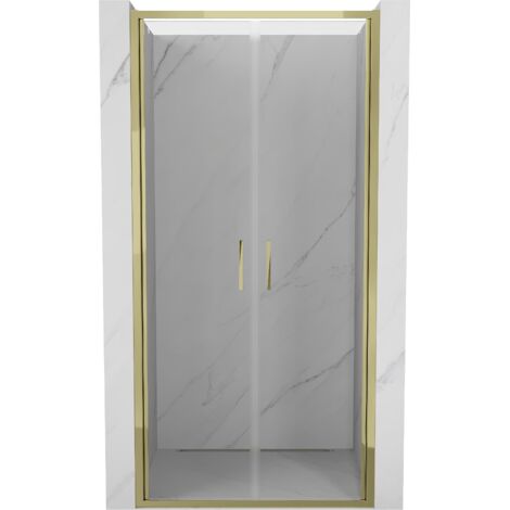 Mexen Exo porta da doccia doppia a battente 110 cm, trasparente, oro - 814-110-000-50-00