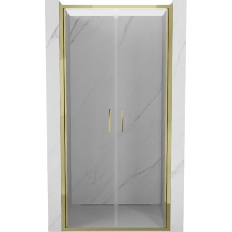 Mexen Exo puertas de ducha batientes dobles 120 cm, transparentes, doradas - 814-120-000-50-00