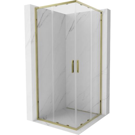 Mexen Exo quadratische Duschkabine zum Schieben 95 x 95 cm, transparent, gold - 8111-095-095-50-00