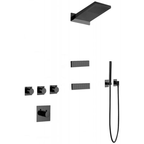 Mexen Fall juego de ducha empotrado, negro - 7602-04-70