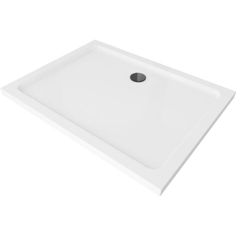 Mexen Flat plato de ducha rectangular slim 140 x 100 cm, blanco, sif贸n negro - 40101014B