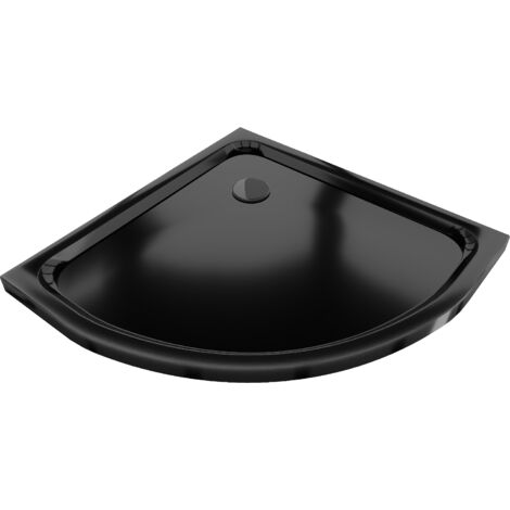 Mexen Flat plato de ducha semicircular slim 80 x 80 cm, negro, sif贸n negro - 41708080B