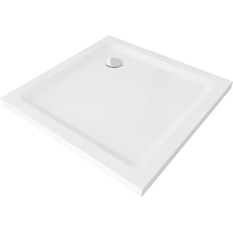 Mexen Flat receveur de douche carré slim 90 x 90 cm, Blanc, siphon Chrome - 40109090