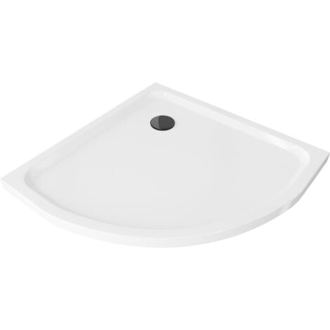 Mexen Flat receveur de douche demi-circulaire slim 70 x 70 cm, blanc, siphon noir - 41107070B