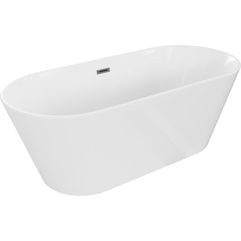 Mexen Flavia ba帽era exenta 170 x 75 cm, blanca, rebosadero gun gray cepillado - 54031708000-66