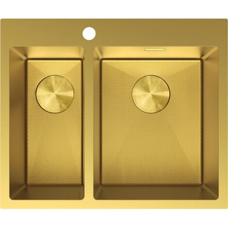 Mexen Flexo lavello in acciaio 1,5 vasche 610 x 510 mm, oro HC - 6446611500-55HC