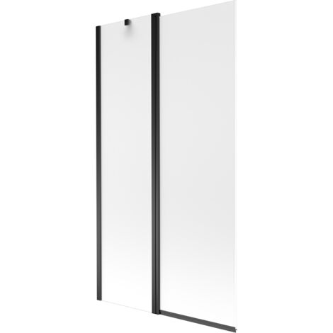 Mexen Flip paravento da vasca 2 ante 100 x 150 cm, ghiaccio, nero - 894-100-101-70-30