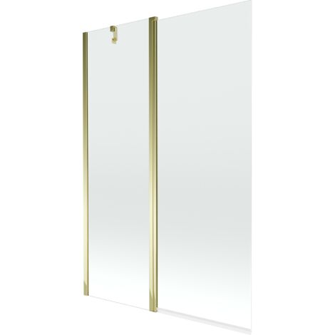 Mexen Flip paravento per vasca da bagno a 2 ante 120 x 150 cm, trasparente, dorato - 894-120-101-50-00
