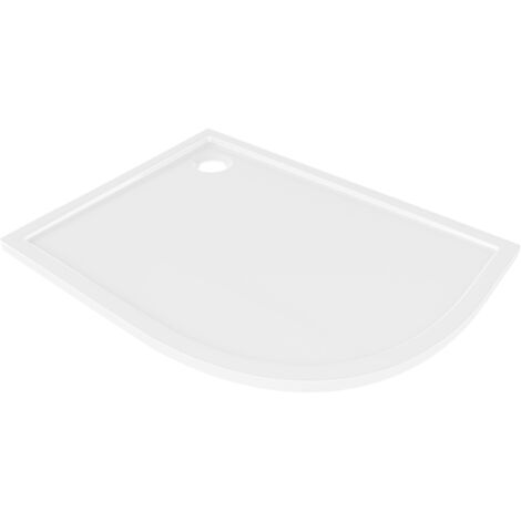 Mexen Flow asymmetrische, halbrunde, flache Duschwanne links 90 x 80 cm, weiß glänzend - 46Q108090L