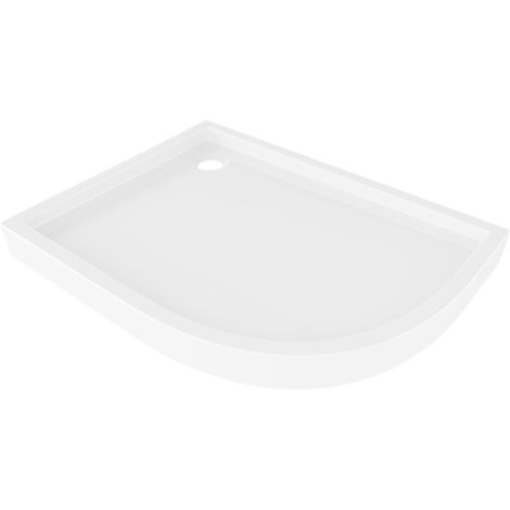 Mexen Flow+ asymmetrische, halbrunde linke Duschwanne 90 x 80 cm, weiß glanzend - 46Q108090LH