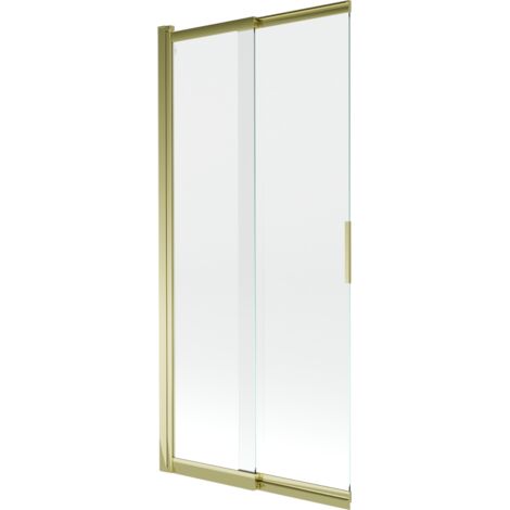 Mexen Fox paratia per vasca da bagno a 2 ante scorrevoli 85 x 150 cm, trasparente, dorato - 891-085-002-50-00