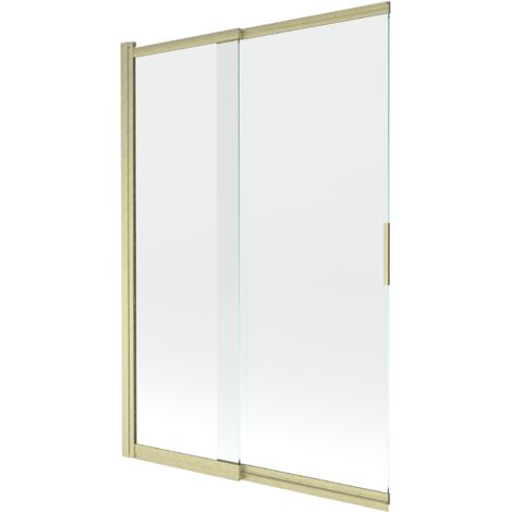 Mexen Fox paravento per vasca da bagno a 2 ante scorrevole 120 x 150 cm, trasparente, oro spazzolato - 891-120-002-55-00