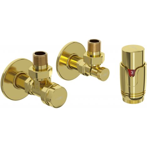 Mexen G00 conjunto termost谩tico angular con cubreembellecedor R, dorado - W901-900-904-50