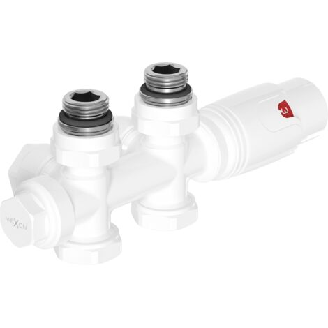 Mexen G00 conjunto termost谩tico angular/recto, Duplex, DN50, blanco - W908-900-20